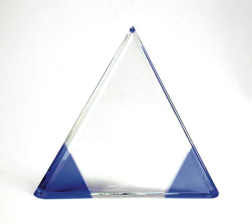 Blue Triangle Crystal Award customizable with texts and logos, great for corporations and business events